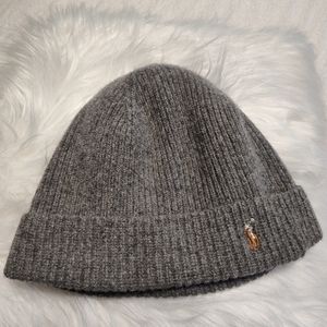 👽 EUC Polo Ralph Lauren Unisex Wool Rib Knit Skull Cap Beanie, Grey, OSFM